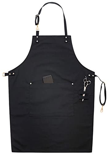 Strapazierfähige, Wasserdichte Canvas-Werkzeugschürze, Verstellbare Arbeitsschürze Für Ingenieure, Schreiner, Barbier, Küche, Garten, Keramik, Handwerk, Werkstatt, Garage ( Color : Black , Size : XL )