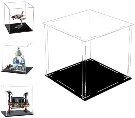 Meec Acryl-Vitrine, Montage-Box mit schwarzer Basis, staubdicht, für Actionfiguren, Sammlerstücke (20 x 20 x cm), 20x20x20