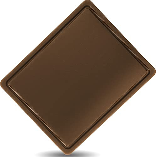 Kerafactum Schneidbrett Hackbrett Küchenbrett Schneidebrett Tranchierbrett Küchen Steak Brett mit Saftrinne Saftrille Kunststoff HDPE robust langlebig in 8 Farben verfügbar Gastronorm 1/2 braun