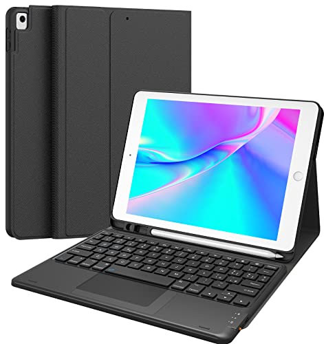 Earto Tastiera iPad 9 Generazione, Cover Tastiera per iPad 9a Gen con Touchpad, 2 Canali BT, Custodia con Italiano Tastiera per iPad 9/8/7ª Generazione 10.2, iPad Pro 10.5, iPad Air 3, Nero