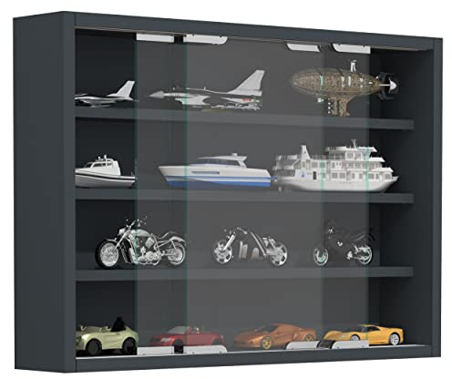 VCM vitrine Salon, Armoire vitrine, Meuble vitrine Salon, vitrine en Verre Colonne Anthracite