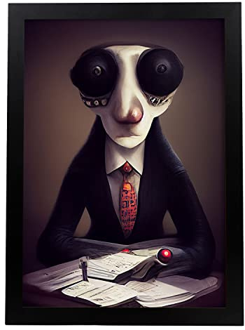 Nacnic Buchhalter im T. Burton Stil. Illustrationen von Jobs und Berufen, inspiriert von Burtons Dark und Goth Kunst. Innenarchitektur und Dekoration. A3.