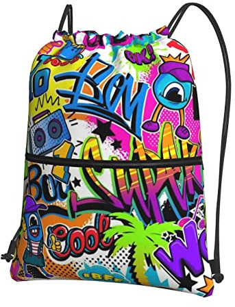 Oudrspo Colorful Spray Pattern Outdoor Leisure Zipper Drawstring Backpack =>> 15.3 X 18in/ 39 X 46cm (L X H), Good For Travel, Carry-On, Luggage, Camping