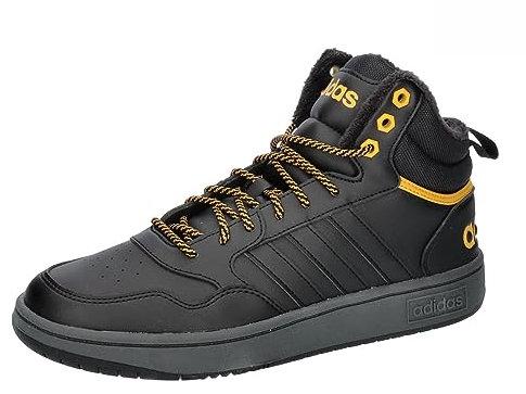 adidas Herren Hoops 3.0 Mid Lifestyle Basketball Classic Fur Lining Winterized Shoes, core Black/core Black/preloved Yellow, 43 1/3 EU