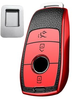 ontto Étui de Protection pour clé de Voiture - Convient pour Mercedes Benz A C E S G Classe GLC CLE CLA GLB GLS W177 W205 W213 W222 X167 AMG - en Silicone TPU - Rouge