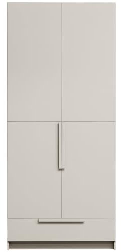 WOOOD Pure Kleiderschrank, 2 Türiger Garderobenschrank aus Kieferholz mit Laminierte Regale Hangeschrank Split-Tür-Serie - Beige - 215x95x60 cm