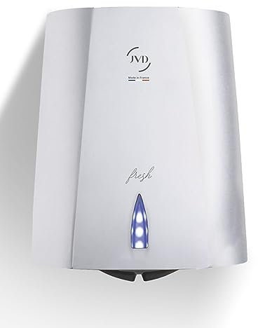 JVD Sèche-Mains Sup'air Fresh avec Technologie brevetée neutralise Les Mauvaises odeurs - Séchage en 10-15s - Haute Performance 600 W - sans Contact, Automatique Via Infrarouge - Montage Mural