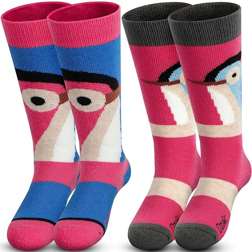 Ozaiic Merino Wolle Skisocken Kinder, Thermosocken Warme Wintersocken für Mädchen & Jungen, Dicke Sportsocken Kniestrümpfe Skistrümpfe zum Skifahren und Snowboarden