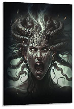 Poster mit antiken griechischen Göttern, Medusa, der berüchtigte Gorgon, Wandkunst, Poster, Heimdekoration, Bild, Leinwand, Malerei, Poster, 60 x 90 cm