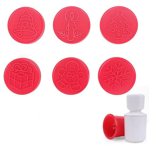 Antihaft-Keksstempel und -ausstecher, Keks-Stempel mit Ausstecher, Ausstechformen Weihnachten mit verschiedenen Motiven (Rot)