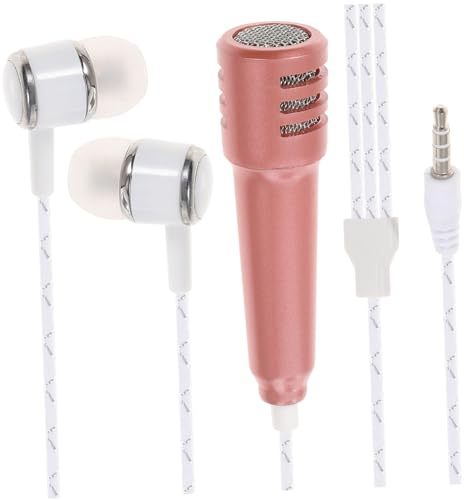 Kleiner Mikrofon für Handy und Computer, Tragbar, Aluminiumlegierung | Karaoke Kondensatormodell, für Chat und Sprachaufnahme, Superleicht, mit Kabelgebundenen Ohrhörern Zufällige Farbe