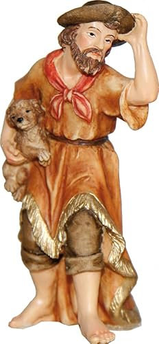 FADEDA Garten Figur - Hirte mit Hund aus Polyresin, handbemalt - Deko Hirte mit Hund Dekofiguren Garten Deko Gartenfiguren für außen, Höhe: 9 cm
