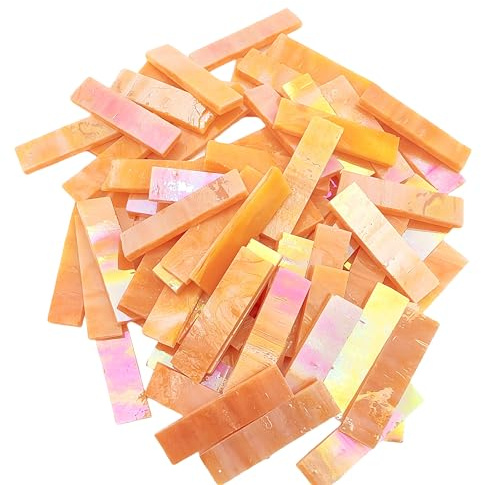 4 x 1 cm Bande rectangulaire en verre teinté irisé, carreaux de mosaïque en verre de 7 oz pour travaux manuels, assiettes, cadres photo, pots de fleurs, bijoux faits à la main et plus de décoration en