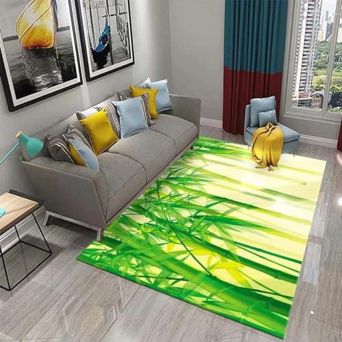 XINRUYI 3D Grüner Bambus Wald Bambusteppich Wohnzimmer Schlafzimmer Küche Bad rutschfeste Matte Dekoration