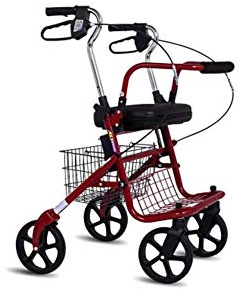 Gehhilfe für Senioren, zusammenklappbarer Rollator mit vier Rädern, Aluminium-Leichtgewicht-Rollator mit Sitz, Feststellbremse, Tasche, höhenverstellbar, zusammenklappbarer Gehwagen, Gehhilfe vol