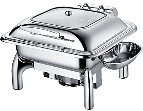 XDAWQP 6 L Chafing Dish Set, Stainless Steel Buffet Server Warming Tray with Water Pan & Fuel Holders, for Restaurant Catering Parties Weddings Picnics Food Warmer (Silver)