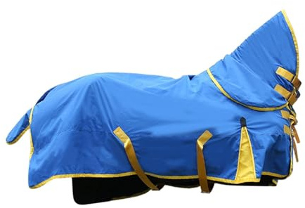 perfk Pferdepflegedecke, Pferdekleidung mit Hals, atmungsaktiv, warm, für den Winter, Pferdeschutz, Fliegendecke, Regendecke für Pferde, Pferdebekleidung, Blue L