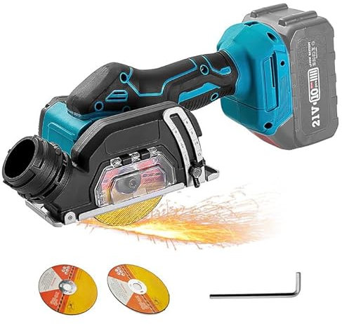 Sega circolare a batteria per Makita 18 V, batteria 9500 giri/min, con 2 lame, chiave esagonale, motore senza spazzole, diametro lama: 78 mm, profondità di taglio 22 mm, per legno, PVC, metallo