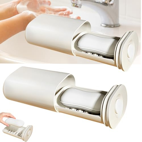 WYFCR 2PCS porte-savons de voyage avec couvercle, mini porte-savon, étanche, portable, porte-savon de voyage, salle de bain, cuisine, comptoir, nettoyage facile boite à savon