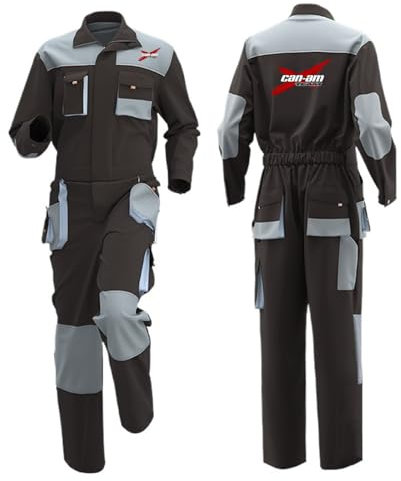 Arbeitsanzug Reißverschluss Overall C.a.n-a.m, Leichter Anti-Statik, Mechaniker, Ingenieur Kleidung, Overall(Brown Grey,XL)