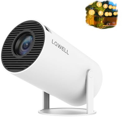 LQWELL HY300 PRO Mini Beamer + Solar Laterne Kombination, 4K 1080P Unterstützung, Android 11, kabellose Projektion, unterstützt Airplay Miracast, mit WiFi Bluetooth, tragbarer Projektor