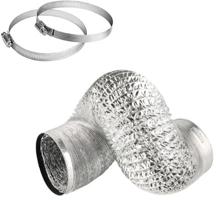 QCKNKMGG Aluminium-Kanäle ， Luftkanal ungedämmt mit 2 Edelstahlschellen for Zu- und Abluft for Ventilatoren, Dunstabzugshauben und Lüftung(1.5m 160mm)