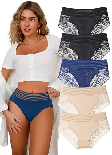Hialegion Pack de Bragas Bikini de Cintura Alta Sin Costuras, S-4XL