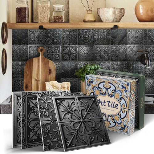 VICCI 12Pcs Tile Stickers 5.9x5.9 Wall Decals Removable Kitchen Backsplash Peel and Stick Wall Tiles for Bathroom Includes Gift Box