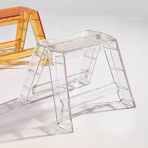 Portable Acrylic Step Ladder - 1-Step Stool for Adults, Clear Transparent Chair for Indoor & Outdoor Use, Ideal for Kitchen, Library & Home