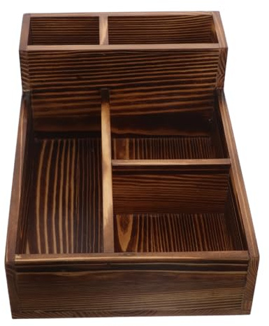 Caja De Almacenamiento Rústica De Madera Organizador Con Compartimentos Para Oficina Y Hogar Ideal Para Guardar Joyas Té Pequeños Accesorios Y Organizar La Encimera De La