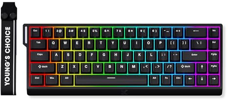 FOXMM x MCHOSE Ace68 HE Clavier Gaming 65% RGB Filaire, Rapid Trigger 8000Hz, Switch Magnétique à Effet Hall Ice Blue Esports, Course Ajustable Ultra Précision 0,005 mm, pour Jeux FPS, Noir