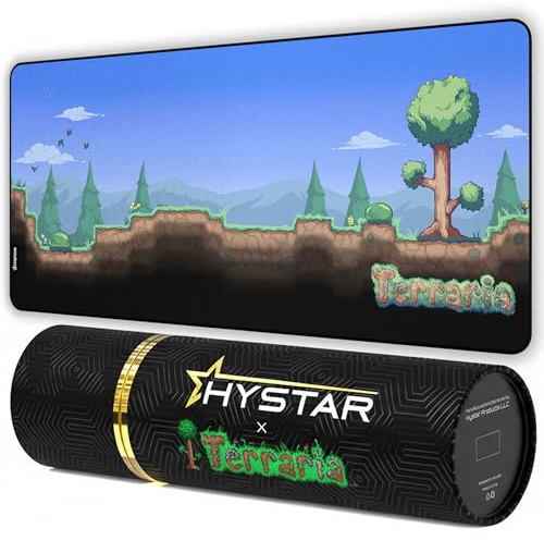 Hystar® x Terraria | Extended Gaming Mouse Pad | XXL 36 x 16 | 5mm Thick, Waterproof Surface, Smooth Polyester Fabric, and Natural Rubber Base (Overworld)
