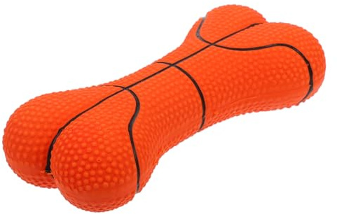 Milisten Os Latex Résistant à Mâcher avec Couineur de Nettoyage Dentaire pour Chien Balle de Basket pour Stimulation et Soins Dentaires