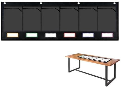Pocket Chart Organizer - Tarjeta de bolsillo con 6 secciones de etiquetas, diagrama de almacenamiento de aulas para reservas | Organizador colgante con bolsillos para papel escolar en papel escolar