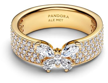 PANDORA Damenring Funkelnder Schmetterling breit Goldfarben 164270C01