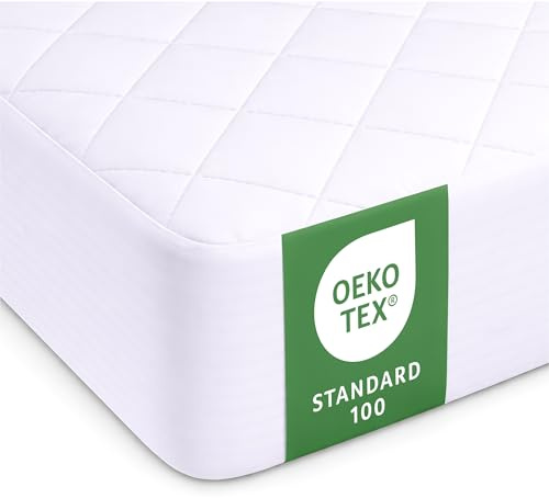 Twinzen Protector Colchon 150 x200 cm Acolchado - Cubre Colchon con Goma Elástica en el Contorno, Solapa de hasta 40 cm - Oeko-Tex, No Impermeable