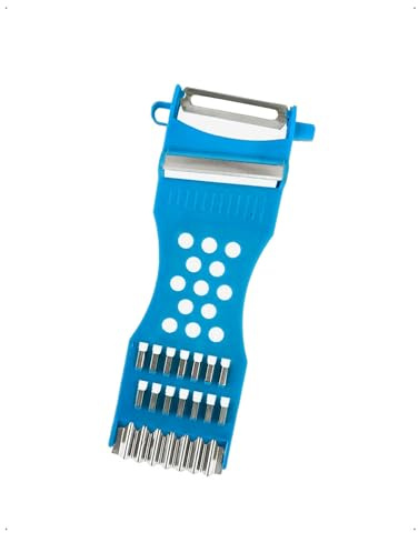 KONFEN Éplucheur Multifonction 6 en 1 pour Fruits et légumes, Coupe-Carottes, éplucheur à lamelles, râpe à concombres, économe, Lames en Acier Inoxydable, Usage Domestique ou Professionnel, Bleu
