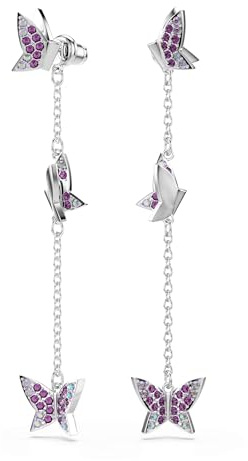 Swarovski Amazon Exklusiv Idyllia Kollektion, Round Cut, Butterfly, Lila, Rodiumpläterad