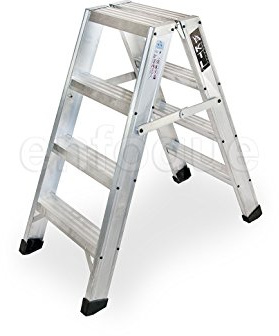 KTL Taburete-Escalera Industrial de Aluminio Doble Acceso 2 x 4 peldaños Serie Stool New Comfort