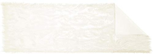 CelinaTex Plush Läufer eckig 50 x 150 cm weiß hochfloriger Fellimitat Bettvorleger Kunstfell Langhaar Flurteppich