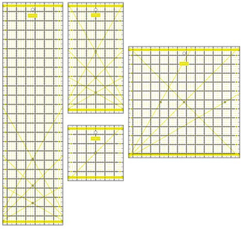SEMPLIX Patchwork Lineal Set Inch (6x6 inch, 12x6 inch, 24x6,5 inch, 12,5x12,5 inch) (gelb)