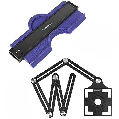 WORKPRO 10 and 6-Sided Angle Measuring Tool Combo Kit, Plastic Shape Contour Gauge Duplicator, Aluminum Alloy Multi Angle Measuring Ruler