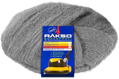 RAKSO Bodenprofi Scheifscheibe Stahlwolle grob, 1x Scheifscheibe für Einscheibenmaschinen, reinigt, schleift, poliert, pflegt Holz-, Steinböden, 00302705, Silber