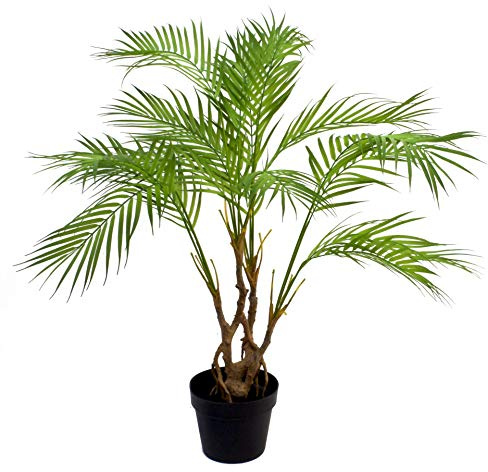 Leaf Foglia Artificiale di Palma con Dettagli Intrecciati, Areca Naturale, 90 cm
