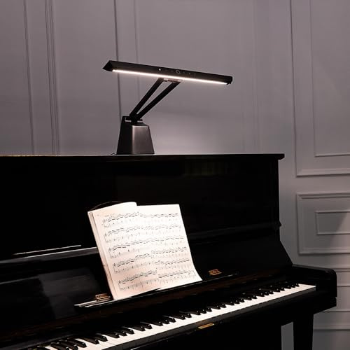 AETEE Professional LED Piano Lights for Upright Piano - Piano Lamps with Ambient Light, Favorite Mode, Eye-Care, 5 Levels Color Temperatures, 5 Levels Dimming, Steady Base, Black(Updated Version)