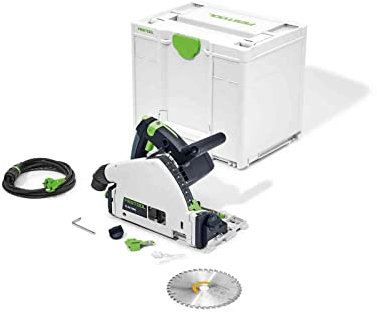 Festool Tauchsäge TS 55 FEBQ-Plus (mit Kreissägeblatt, Splitterschutz, Sichtfenster, Innensechskantschlüssel), im Systainer