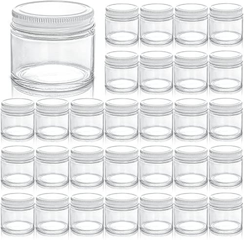 TOPZEA 30 Pack Small Glass Jars with Lids, 2 Oz Round Clear Straight Sided Canning Jars Spice Jars Mason Jars Food Container for Cream, Lotions, Ointments, Herbs, Spices and Wedding Favor