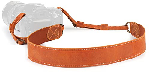 MegaGear MG1999 SLR, DSLR Sierra Series Genuine Leather Camera Shoulder or Neck Strap, Camel