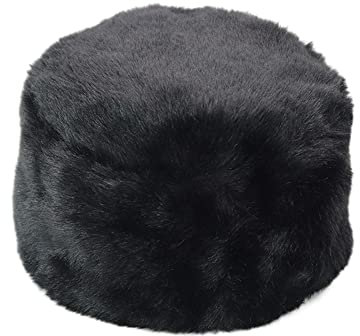 ihreesy Damen Kunstpelz Fellmütze, Faux Fuchs Pelz Hut Damen Wintermütze Einfarbig Vlies Pelzmütze Warm Weich Beanie Mütze Schickes Winter Outdoor Warmer Ski Mütze,Schwarz