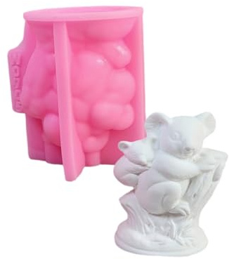 omiinitio Koala con moldes para bebé, resina epoxi, piezas de fundición, adorno de silicona, para manualidades, koala con velas de fundición de silicona para bebés, jabones
